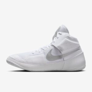 NIKE FURY WHITE-SILVER WRESTLING SHOES
